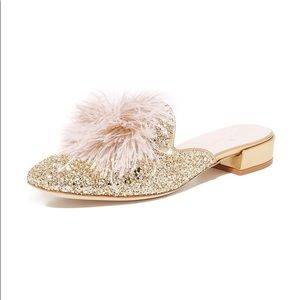 Kate Spade Glitter Pom Pom Mules